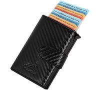 Fa.Volmer ® POP-UP Kartenetui aus Echtleder mit/ohne Münzfach für Herren & Damen | max. 11 Karten | RFID Schutz | Geldbörse VO24/31 (Zip Carbon)