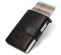 Fa.Volmer ® POP-UP Kartenetui ohne Münzfach aus Echtleder für Herren & Damen | max. 11 Karten | RFID Schutz | Geldbörse VO24 Black (Schwarz)