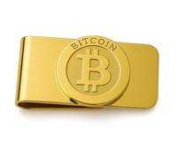 Fa.Wessel Bitcoin Geldscheinklammer Edelstahl vergoldet. Edel und elegant für Männer mit Stil und Klasse | Geldklammer | Money Clip | Geldclip | BTC | Crypto
