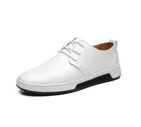 faafe Anzugschuhe Herren Lederschuhe, Schnürschuhe Große Größe, Business Casual Formelle Schuhe Runde Zehen Niedrige Spitzen Büroarbeit Bequeme Atmungsaktive Loafer, Hochzeitsschuhe, 42 EU,White