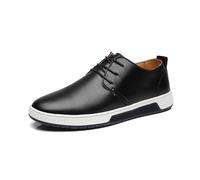 faafe Anzugschuhe Herren Lederschuhe, Schnürschuhe Große Größe, Business Casual Formelle Schuhe Runde Zehen Niedrige Spitzen Büroarbeit Bequeme Atmungsaktive Loafer, Hochzeitsschuhe, 43 EU,Black