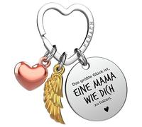 FABACH Beste Mama Schlüsselanhänger Schutzengel Glücksbringer mit Herz und Gravur - Beste Mama Geschenke Schlüsselanhänger - Beste Mama Geschenk Engel Glücksbringer Muttertag