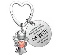 FABACH Beste Mama Schlüsselanhänger Schutzengel Glücksbringer mit Herz und Gravur - Beste Mama Geschenke Schlüsselanhänger - Beste Mama Geschenk Engel Glücksbringer Muttertag