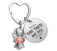 FABACH Beste Tante Schlüsselanhänger Schutzengel Glücksbringer mit Herz und Gravur - Beste Tante Geschenke Schlüsselanhänger - Tante Geschenk Engel Glücksbringer Patentante