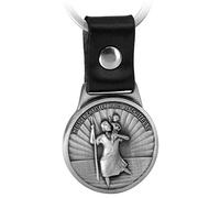 FABACH Christophorus Schlüsselanhänger am Lederband - Schutzpatron für Autofahrer und Reisende - Heilige Christophorus Plakette Auto Glücksbringer - Schutzengel Auto Motorrad Anhänger modern