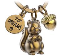 FABACH Eichhörnchen Schlüsselanhänger Skippy mit Gravur - Niedlicher Eichhörnchen Schlüsselanhänger - Eichhörnchen Glücksbringer als Motivation Geschenk für Freundin - Follow your Dreams
