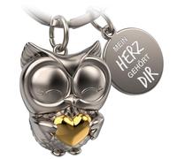 FABACH Eule Schlüsselanhänger Owly mit Herz und Gravur - Süßer Schlüsselanhänger Eule - Freundschaft und Liebe Glücksbringer aus Metall für Frauen - Mein Herz gehört dir