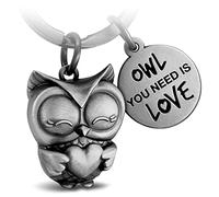 FABACH Eule Schlüsselanhänger Owly mit Herz und Gravur - Süßer Schlüsselanhänger Eule - Freundschaft und Liebe Glücksbringer aus Metall für Frauen - Owl you need is Love