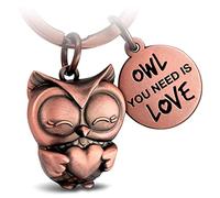 FABACH Eule Schlüsselanhänger Owly mit Herz und Gravur - Süßer Schlüsselanhänger Eule - Freundschaft und Liebe Glücksbringer aus Metall für Frauen - Owl you need is Love