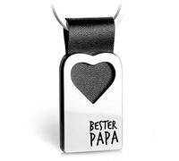 FABACH Herz Schlüsselanhänger mit Gravur aus Leder - Papa Geschenk Anhänger für Vatertag und Geburtstag - Bester Papa