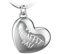 FABACH Herz Schlüsselanhänger Mit Gravur - Kleeblatt Glücksbringer Viel Erfolg - Viel Glück Geschenk Liebe - Du Schaffst Das