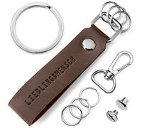 FABACH Leder Schlüsselanhänger mit wechselbarem Schlüsselring in Geschenkbox - Schlüssel Anhänger für beste Freundin und Partner mit Lieblingsmensch Gravur - Schlüsselband Schlüsselhalter