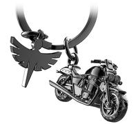 FABACH Motorrad Schlüsselanhänger Mit Schutzengel - Geschenk Für Motorradfahrer - Glücksbringer Engel 'Fahr Vorsichtig'