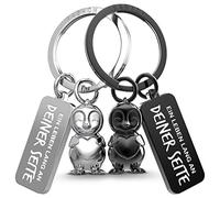 FABACH Pinguin Schlüsselanhänger für Paare - 2 Pinguine Frosty mit Herz - Glücksbringer Freundin - Partner Liebe Jahrestag Geschenke Valentinstag, Silber & Schwarz