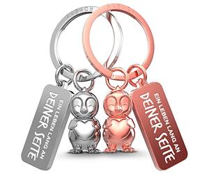 FABACH Schlüsselanhänger für Paare - 2 Pinguine Frosty mit Herz - Glücksbringer Freundin - Partner Liebe Jahrestag Geschenke Valentinstag