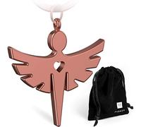 FABACH Schutzengel Fabiel Schlüsselanhänger mit Herz - Edler Engel Anhänger aus Metall in glänzendem Rosegold - Glücksbringer Geschenk für Auto, Führerschein - Fahr vorsichtig