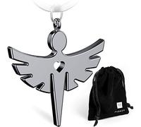 FABACH Schutzengel Fabiel Schlüsselanhänger mit Herz - Edler Engel Anhänger aus Metall in glänzendem Silber - Glücksbringer Geschenk für Auto, Führerschein - Fahr vorsichtig