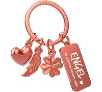 FABACH Schutzengel Schlüsselanhänger 3 Charms mit Gravur - Schutzengel Auto Schlüsselanhänger Fahr vorsichtig - Geschenk Engel Glücksbringer Auto Führerschein - Engel begleiten deinen Weg