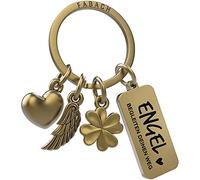 FABACH Schutzengel Schlüsselanhänger 3 Charms mit Gravur - Schutzengel Auto Schlüsselanhänger Fahr vorsichtig - Geschenk Engel Glücksbringer Auto Führerschein - Engel begleiten deinen Weg