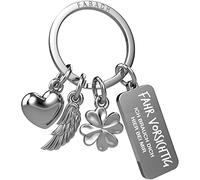 FABACH Schutzengel Schlüsselanhänger 3 Charms mit Gravur - Schutzengel Auto Schlüsselanhänger für Autofahrer - Geschenk Engel Glücksbringer Auto Führerschein - Fahr vorsichtig ich brauch dich
