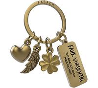 FABACH Schutzengel Schlüsselanhänger 3 Charms mit Gravur - Schutzengel Auto Schlüsselanhänger für Autofahrer - Geschenk Engel Glücksbringer Auto Führerschein - Fahr vorsichtig ich brauch dich