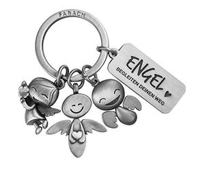 FABACH Schutzengel Schlüsselanhänger 3 Engel mit Gravur - Auto Schlüsselanhänger aus Metall mit Botschaft für Autofahrer - Geschenk Glücksbringer Auto Führerschein - Engel begleiten deinen Weg