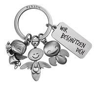 FABACH Schutzengel Schlüsselanhänger 3 Engel mit Gravur - Auto Schlüsselanhänger Fahr vorsichtig aus Metall für Autofahrer - Geschenk Glücksbringer Auto Führerschein - Wir beschützen dich