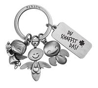 FABACH Schutzengel Schlüsselanhänger 3 Engel mit Gravur - Kleeblatt Schlüsselanhänger Glücksbringer Prüfung Viel Erfolg - Geschenk Glücksbringer Gesundheit, Führerschein - Du schaffst das