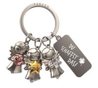 FABACH Schutzengel Schlüsselanhänger 3 Stars mit Gravur - Viel Glück Schlüsselanhänger Kleeblatt Glücksbringer Freundin Viel Erfolg - Geschenk Glücksbringer Prüfung - Du schaffst das