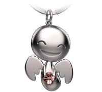 FABACH Schutzengel Schlüsselanhänger Happy mit Kleeblatt - Glücksengel aus Metall - Viel Erfolg Glücksbringer Auto Engel Anhänger - Geschenk Viel Glück Kleeblatt - Geschenk Glücksbringer