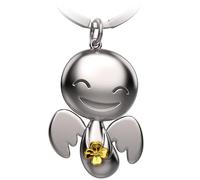 FABACH Schutzengel Schlüsselanhänger Happy mit Kleeblatt - Glücksengel aus Metall - Viel Erfolg Glücksbringer Auto Engel Anhänger - Geschenk Viel Glück Kleeblatt - Geschenk Glücksbringer