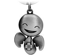 FABACH Schutzengel Schlüsselanhänger Happy mit Kleeblatt - Glücksengel aus Metall - Viel Erfolg Glücksbringer Auto Engel Anhänger - Geschenk Viel Glück