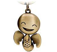 FABACH Schutzengel Schlüsselanhänger Happy mit Lenkrad - Niedlicher Engel Anhänger aus Metall - Geschenk Glücksbringer Auto Führerschein - Fahr vorsichtig