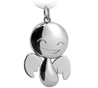FABACH Schutzengel Schlüsselanhänger Happy - Niedlicher Engel Anhänger,Unisex, aus Metall in glänzendem Silber - Geschenk Glücksbringer Auto Führerschein - Fahr vorsichtig