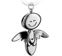 FABACH Schutzengel Schlüsselanhänger Smile mit Herz - Edler Engel Anhänger aus Metall in glänzendem Silber - Geschenk Glücksbringer Auto Führerschein - Fahr vorsichtig