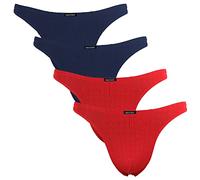 Fabio Farini - 4er-Pack maskuline Herren String-Tangas in kräftigem Rot, Nachtschwarz, dunklem Blau oder - 2X Blau, 2X Rot XXL