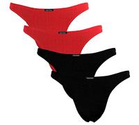 Fabio Farini - 4er-Pack maskuline Herren String-Tangas in kräftigem Rot, Nachtschwarz, dunklem Blau oder - 2X Rot, 2X Schwarz M