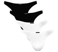 Fabio Farini - 4er-Pack maskuline Herren String-Tangas in kräftigem Rot, Nachtschwarz, dunklem Blau oder - 2X Schwarz, 2X Weiß XL