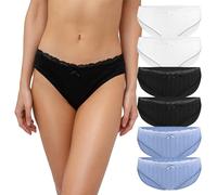 Fabio Farini - Damen Pantys Bikini-Slips 4er/6er Pack Mehrere Farben und Größen, atmungsaktive Baumwolle M 2X Weiß/2x Schwarz/2x Hellblau