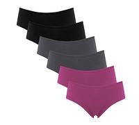 Fabio Farini - Damen Pantys Bikini-Slips 4er/6er Pack Mehrere Farben und Größen, atmungsaktive Baumwolle M 6er Pack Ohne Spitze Rot Grau Schwarz