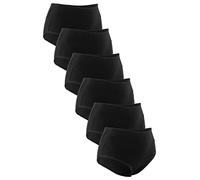 Fabio Farini - Damen Pantys Bikini-Slips 4er/6er Pack Mehrere Farben und Größen, atmungsaktive Baumwolle S 6er Pack ohne Spitze Schwarz