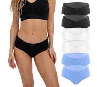 Fabio Farini - Damen Pantys Bikini-Slips 4er/6er Pack Mehrere Farben und Größen, atmungsaktive Baumwolle M 6er Pack ohne Spitze 2X Weiß/2x Schwarz/2x Hellblau