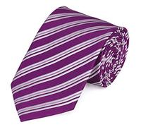 Fabio Farini - Herren gestreifte Krawatte in 8cm Breite, Schlips klassisch Robuste Pflegeleichte Mikrofaser für alle Anlässe wie Hochzeit, Beerdigung, Konfirmation oder Business Magenta Weiß