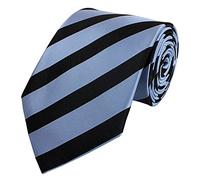 Fabio Farini - Herren gestreifte Krawatte in 8cm Breite, Schlips klassisch Robuste Pflegeleichte Mikrofaser für alle Anlässe wie Hochzeit, Beerdigung, Konfirmation oder Business Hellblau Schwarz