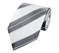 Fabio Farini - Herren gestreifte Krawatte in 8cm Breite, Schlips klassisch Robuste Pflegeleichte Mikrofaser für alle Anlässe wie Hochzeit, Beerdigung, Konfirmation oder Business Dunkelsilber Weiß