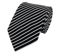 Fabio Farini - Herren gestreifte Krawatte in 8cm Breite, Schlips klassisch Robuste Pflegeleichte Mikrofaser für alle Anlässe wie Hochzeit, Beerdigung, Konfirmation oder Business Schwarz Weiß Schmal