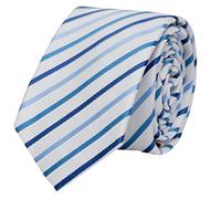 Fabio Farini - Herren gestreifte Krawatte in 8cm Breite, Schlips klassisch Robuste Pflegeleichte Mikrofaser für alle Anlässe wie Hochzeit, Beerdigung, Konfirmation oder Business Weiß Blaustufen