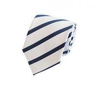 Fabio Farini - Herren gestreifte Krawatte in 8cm Breite, Schlips klassisch Robuste Pflegeleichte Mikrofaser für alle Anlässe wie Hochzeit, Beerdigung, Konfirmation oder Business Weiß Dunkelblau