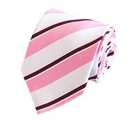 Fabio Farini - Herren gestreifte Krawatte in 8cm Breite, Schlips klassisch Robuste Pflegeleichte Mikrofaser für alle Anlässe wie Hochzeit, Beerdigung, Konfirmation oder Business Rosa Weiß Rot