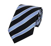 Fabio Farini - Herren gestreifte Krawatte in 8cm Breite, Schlips klassisch Robuste Pflegeleichte Mikrofaser für Anlässe wie Hochzeit, Beerdigung, Konfirmation oder Business Schwarz Hellblau Weiß